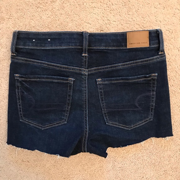 American Eagle Hi Rise Denim Shorts Cut Offs Altered Size 2 Next Level Stretch - Picture 3 of 16